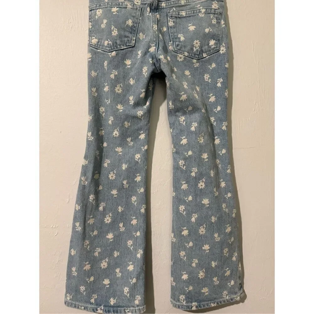 Old navy floral print flare jeans 8